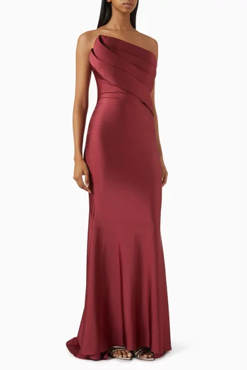 Angle-pleat Bow Gown in Lycra-jersey