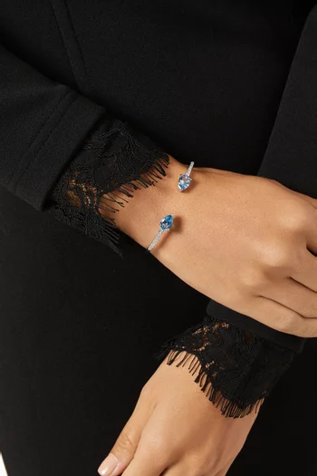 CZ Pavé Pear-cut Open Cuff in Rhodium-plated Brass