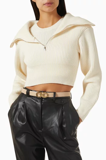 Gancini Reversible Belt in Hammered Calf Leather