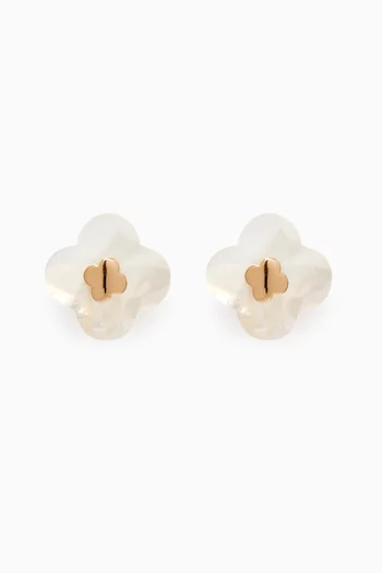 Victoria Clover Mother of Pearl Studs in 18kt Gold