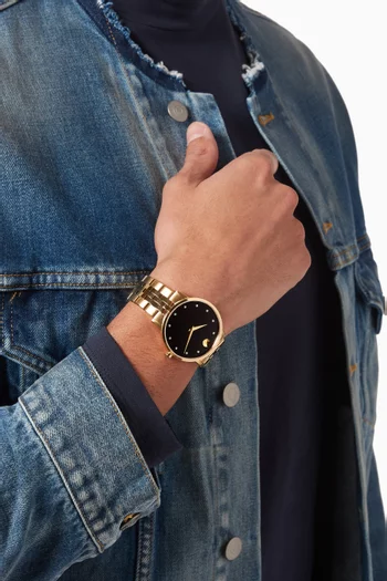 ساعة ميوزيم كلاسيك كوارتز مرصعة بالماس ستانلس ستيل، 40 مم