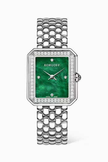 Opera Quartz Diamond & Stainless Steel Watch, 27x23mm