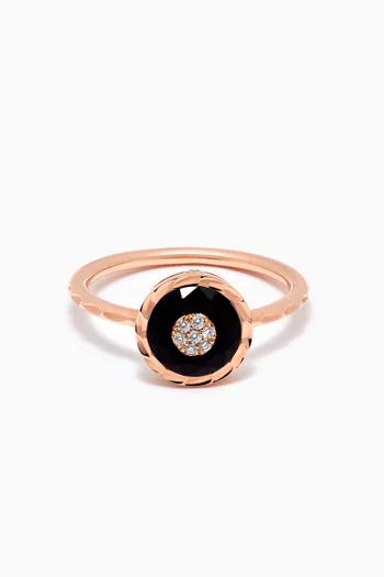 Saint-Petersbourg Onyx & Diamond Ring in 18kt Rose Gold