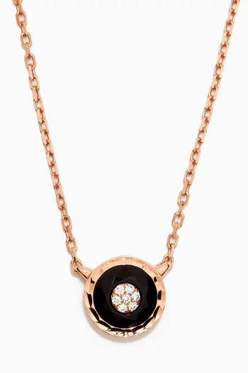 Saint-Petersbourg Onyx & Diamond Necklace in 18kt Rose Gold