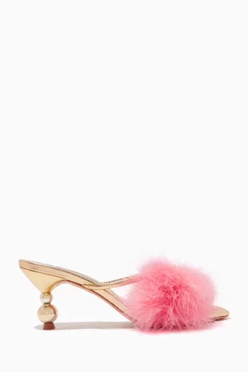 Delicia Marabou 70 Mules in Feather & Leather