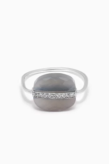 Aurore Moonstone & Diamond Ring in 18kt White Gold