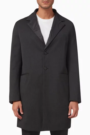 x Cara Delevingne Reversible Coat in Nylon & Wool-blend