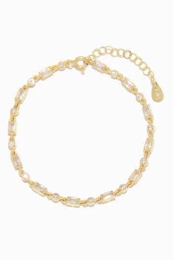 CZ Multi-shape Bracelet in Gold-plated Brass
