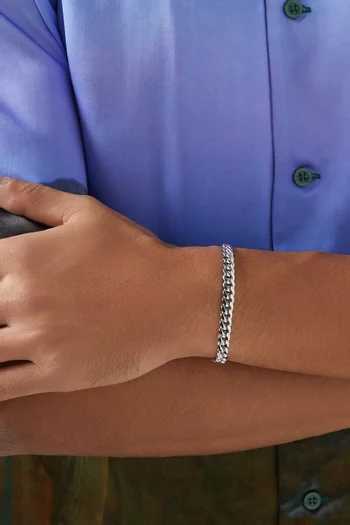 سوار بسلسلة بنمط كوبي فضة إسترلينية