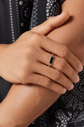 Thin Lennox Onyx Ring in Sterling Silver