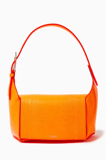 7/7 Small Lizard-effect Shoulder Bag in Leather