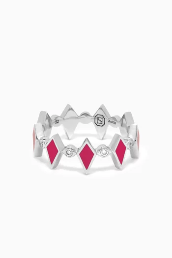 Mosaic Diamonds & Enamel Ring in 18kt White Gold