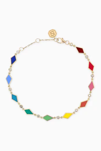 Mosaic Diamond & Enamel Bracelet in 18kt Yellow Gold