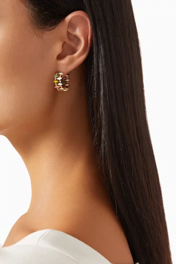 Mosaic Diamond & Enamel Double Hoops in 18kt Rose Gold