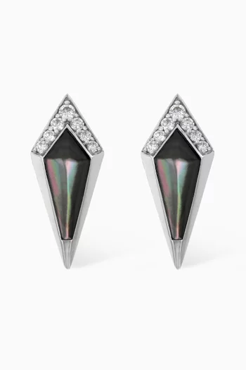 Junonia Diamond & Mother of Pearl Studs in 18kt White Gold