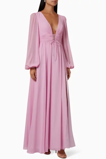 Lace-up Gown in Chiffon