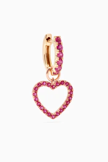 Joanie's Pink Sapphire Heart Dangly & Hoop Earring in 14kt Rose Gold