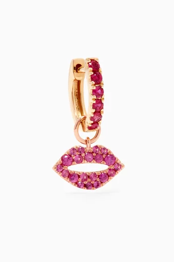 Scarlett Kiss Pink Sapphire Dangly & Hoop Earring in 14kt Rose Gold