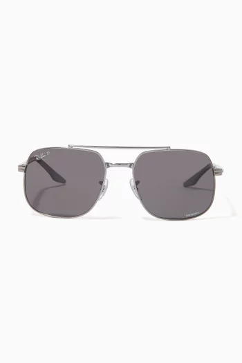 Square Gunmetal Sunglasses in Metal