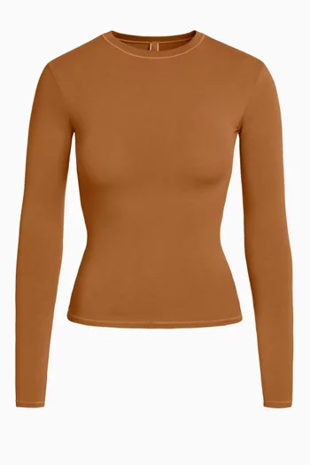 تي شيرت بأكمام طويلة جيرسيه قطن