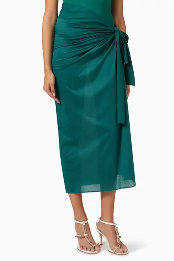 Péplum Midi Sarong Skirt in Cotton