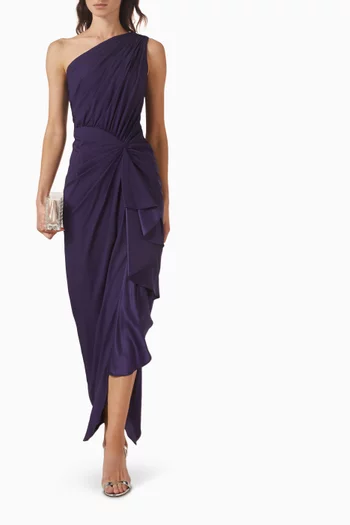 Lena Waterfall Drape Gown in Crepe