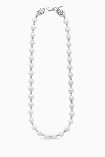 Pearl Spacers Necklace in Sterling Silver