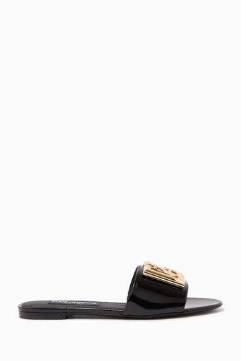 Bianca Flat Slides in Patent-Leather