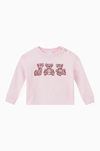 Thomas Bear Trio Embroidered Sweatshirt in Cotton
