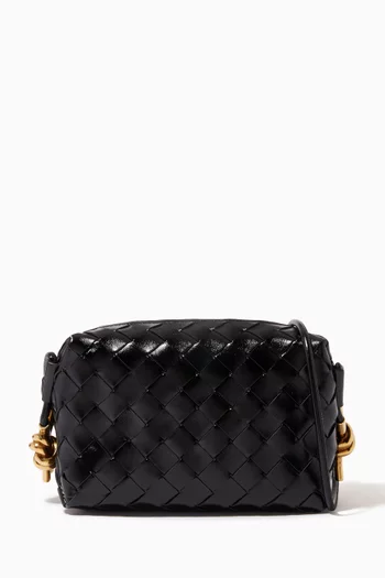 Mini Loop Crossbody Bag in Intrecciato Leather