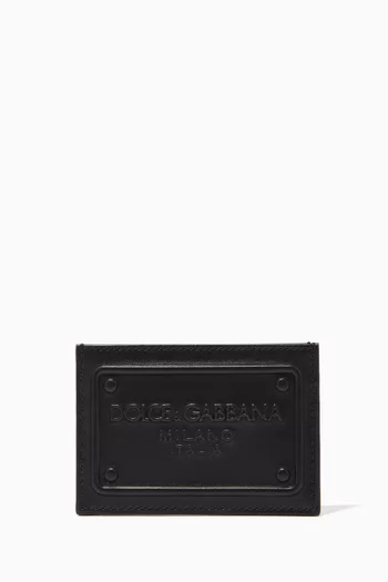 Logo Plaque Cardholder in Leather