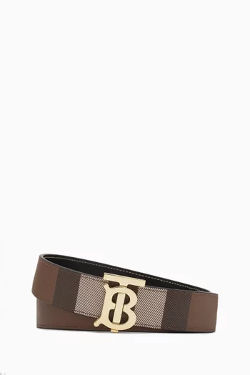Vintage Check Reversible Belt in Leather & Canvas