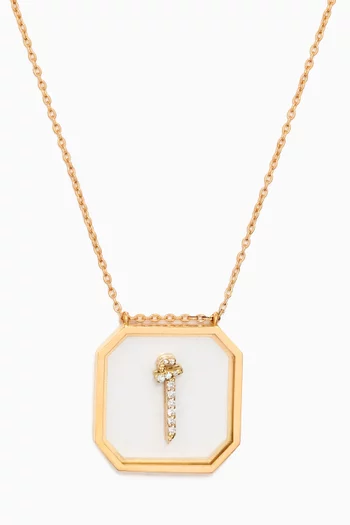 "A" Letter Diamond Necklace in 18kt Yellow Gold