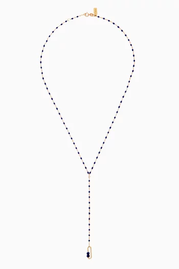 Y Paper Clip Bead Necklace in 18kt Yellow Gold