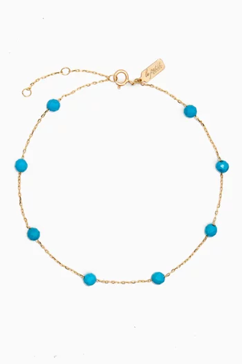 Turquoise Dot Anklet in 18kt Yellow Gold