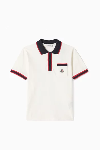 Logo Detail Polo T-shirt in Cotton Piqué
