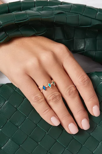 Mosaic Diamonds & Enamel Ring in 18kt Rose Gold