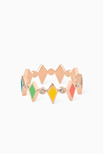 Mosaic Diamonds & Enamel Ring in 18kt Rose Gold