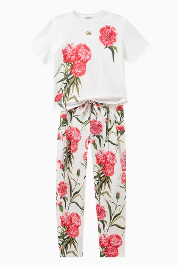 Carnation Print Pants in Cotton Poplin