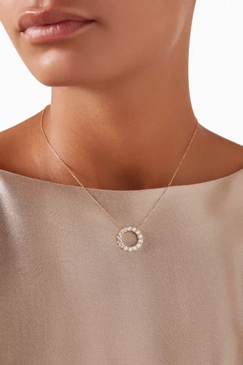 Large Circle Diamond Necklace in 18kt Gold