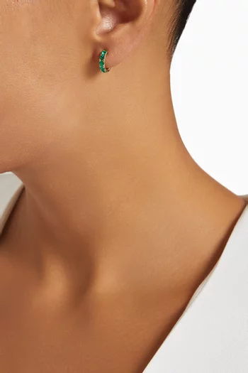Queen Colombian Emerald Huggies in 18kt Gold