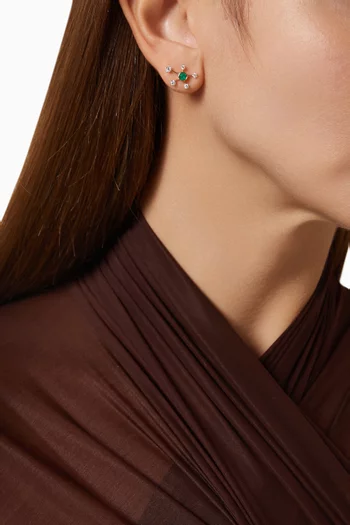 Galaxy Colombian Emerald Diamond Studs in 18kt Gold