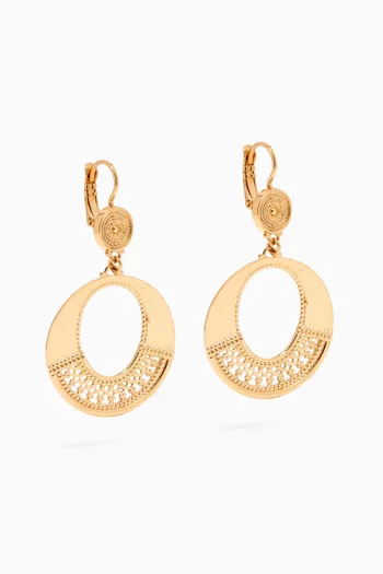 Hammered Sleeper Earrings in 18kt Gold-plated Metal