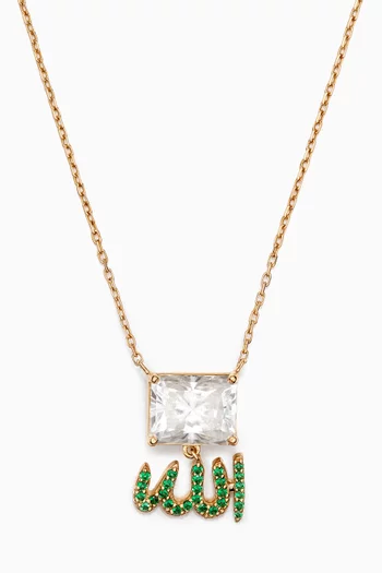 Allah Emerald & Topaz Necklace in 18kt Gold