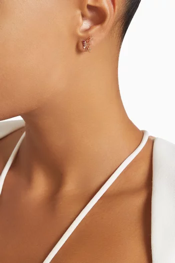 أقراط بحلية فراشة مرصعة بماس وياقوت وردي ذهب وردي عيار 18