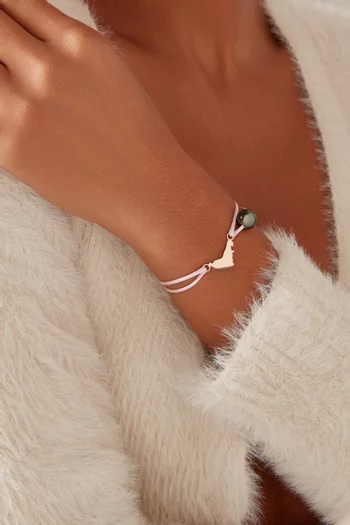 Wan Design Pearl Bracelet with UAE Map Charm in 18kt Gold