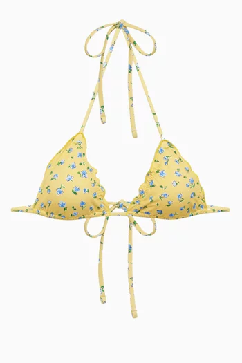 Buy Frankies Bikinis Yellow Tidal Ruffle Triangle Bikini Top in Stretch Nylon For Women Online Ounass UAE