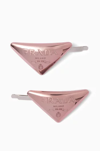 Triangle Logo Hair Clip in Brass
