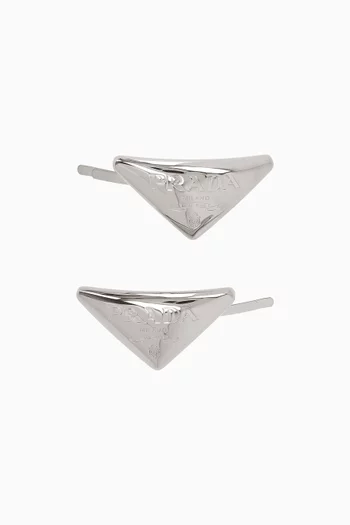 Triangle Logo Hair Clip in Silver-tone Brass