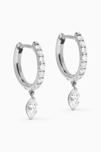 Marquise Drop Diamond Hoops in 18k White Gold